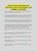 Software Engineering Final Exam &NewLine;UPDATED ACTUAL QUESTIONS AND &NewLine;CORRECT ANSWERS