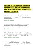 PROPHECY CORE MANDATORY PART II&NewLine;NURSING RELIAS ACTUAL EXAM PAPER&NewLine;2026 VERIFIED QUESTIONS AND CORRECT&NewLine;ANSWERS GRADED A&plus;