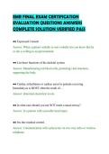 EMR FINAL EXAM CERTIFICATION&NewLine;EVALUATION QUESTIONS ANSWERS&NewLine;COMPLETE SOLUTION VERIFIED PASS&NewLine;