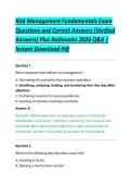Risk Management Fundamentals Exam &NewLine;Questions and Correct Answers &lpar;Verified &NewLine;Answers&rpar; Plus Rationales 2026 Q&A &vert; &NewLine;Instant Download Pdf 