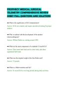 PROPHECY MEDICAL SURGICAL&NewLine;TELEMETRY COMPREHENSIVE REVIEW&NewLine;SHEET FULL QUESTIONS AND SOLUTIONS