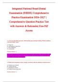 Integrated National Board Dental &NewLine;Examination &lpar;INBDE&rpar; Comprehensive &NewLine;Practice Examination 2026&ndash;2027 &vert; &NewLine;Comprehensive Question Practice Test &NewLine;with Answers & Rationales&vert; Free Pdf &NewLine;Access