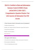 ISACA Certified in Risk and Information &NewLine;Systems Control &lpar;CRISC&rpar; Exam &NewLine;&lpar;AGACNP-C&rpar; 2026&ndash;2027 &vert; &NewLine;Comprehensive Question Practice Test &NewLine;with Answers & Rationales&vert; Free Pdf &NewLine;Access