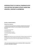 INTRODUCTION TO CLINICAL PHARMACOLOGY &NewLine;10TH EDITION TEST BANK & STUDY GUIDE 2026 &NewLine;UPDATED &vert; VISOVSKY & ZAMBROSKI 