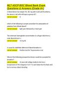 MLT ASCP BOC Blood Bank Exam Questions & Answers &lpar;Grade A&plus;&rpar;&period;docx&NewLine;&NewLine;