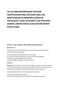 ICC Z4 CODE ENFORCEMENT OFFICER &NewLine;CERTIFICATION PRACTICE EXAM 2026 &vert; 200 &NewLine;QUESTIONS WITH ANSWERS & DETAILED &NewLine;RATIONALES &vert; LEGAL AUTHORITY&comma; DUE PROCESS&comma; &NewLine;ZONING&comma; INSPECTIONS & CODE ENFORCEMENT &NewLine;STUDY GUIDE