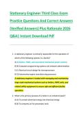 Stationary Engineer Third Class Exam &NewLine;Practice Questions And Correct Answers &NewLine;&lpar;Verified Answers&rpar; Plus Rationale 2026 &NewLine;Q&A&vert; Instant Download Pdf