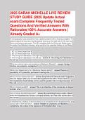 2025 SARAH MICHELLE LIVE REVIEW&NewLine;STUDY GUIDE &vert;2025 Update Actual&NewLine;exam&vert;Complete Frequently Tested&NewLine;Questions And Verified Answers With&NewLine;Rationales&vert;100&percnt; Accurate Answers &vert;&NewLine;Already Graded A&plus;