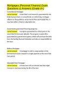Mortgages &lpar;Personal Finance&rpar; Exam Questions & Answers &lpar;Grade A&plus;&rpar;&period;docx&NewLine;&NewLine;