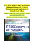 Davis Advantage for Wilkinson&rsquo;s Fundamentals of Nursing&comma; 5th Edition &vert; Comprehensive Test Bank&colon; Complete & Verified Nursing Study Resource&semi; In-Depth Exam Questions