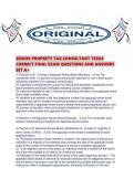SENIOR PROPERTY TAX CONSULTANT TEXAS CORRECT FINAL EXAM QUESTIONS AND ANSWERS