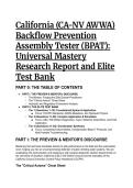 2026&sol;2027 California-Nevada AWWA Backflow Prevention Assembly Tester &lpar;BPAT&rpar; Master Test Bank & Study Guide &vert; 20&plus; USC 10th Edition & CCCPH Exam Questions with Expert Diagnostics &plus; Free Cheat Sheet 