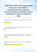 PADI Open Water Diver Study Guide &NewLine;2026&sol;2027 Latest Edition &vert; &NewLine;Comprehensive Exam Review &vert; &NewLine;Practice Questions & Detailed Answer &NewLine;Explanations &vert; Scuba Certification &NewLine;Prep