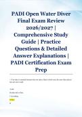 PADI Open Water Diver &NewLine;Final Exam Review &NewLine;2026&sol;2027 &vert; &NewLine;Comprehensive Study &NewLine;Guide &vert; Practice &NewLine;Questions & Detailed &NewLine;Answer Explanations &vert; &NewLine;PADI Certification Exam &NewLine;Prep