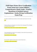 PADI Open Water Diver Certification &NewLine;Exam 2026&sol;2027 Latest Edition &vert; &NewLine;Comprehensive Study Guide &vert; Practice &NewLine;Questions & Detailed Answer &NewLine;Explanations &vert; Scuba Diving Certification &NewLine;Exam Prep 