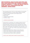 HESI RN MENTAL HEALTH EXAM 2026 WITH 180 &NewLine;REAL EXAM QUESTIONS AND CORRECT ANSWERS &NewLine;ALREADY GRADED A&plus; &vert;&vert; REAL RN MENTAL HEALTH &NewLine;EXAM 2026-2027 EXAM QUESTIONS AND &NewLine;ANSWERS&vert;&vert; BRAND NEW&excl;&excl;
