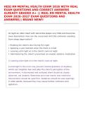 HESI RN MENTAL HEALTH EXAM 2026 WITH REAL &NewLine;EXAM QUESTIONS AND CORRECT ANSWERS &NewLine;ALREADY GRADED A&plus; &vert;&vert; REAL RN MENTAL HEALTH &NewLine;EXAM 2026-2027 EXAM QUESTIONS AND &NewLine;ANSWERS&vert;&vert; BRAND NEW&excl;&excl; 