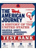 Test Bank for The American Journey&colon; A History of the United States&comma; Combined Volume&comma; 8th Edition &lpar;Goldfield&rpar; &vert; All Chapters 1&ndash;31 Covered&NewLine;