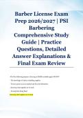 Barber License Exam &NewLine;Prep 2026&sol;2027 &vert; PSI &NewLine;Barbering &NewLine;Comprehensive Study &NewLine;Guide &vert; Practice &NewLine;Questions&comma; Detailed &NewLine;Answer Explanations & &NewLine;Final Exam Review