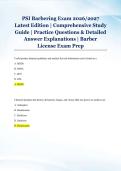 PSI Barbering Exam 2026&sol;2027 &NewLine;Latest Edition &vert; Comprehensive Study &NewLine;Guide &vert; Practice Questions & Detailed &NewLine;Answer Explanations &vert; Barber &NewLine;License Exam Prep