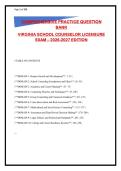 Virginia School Counselor Licensure Exam Prep &vert; 250&plus; Practice Questions with Verified Answers & Rationales &vert; 2026-2027 Edition
