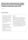 HESI Nursing Fundamentals Exam &lpar;Verified Questions & Answers&rpar;A&plus; Grade 2026&sol;2027 &vert; Complete Fundamentals Study Guide