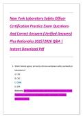 New York Laboratory Safety Officer Certification Practice Exam &vert; Comprehensive Questions with Verified Answers & Detailed Rationales &vert; 2025&sol;2026 Edition