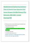 Nevada General Engineering Contractor &lpar;Class A&rpar; Practice Exam &vert; Comprehensive Questions with Verified Answers & Detailed Rationales &vert; 2026 Edition