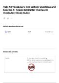 HESI A2 Vocabulary &lpar;5th Edition&rpar; Questions and Answers A&plus; Grade 2026&sol;2027 &vert; Complete Vocabulary Study Guide