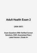 Adult Health Nursing Exam 2 Questions and Answers 2026-2027 &vert; Adult Health Study Guide