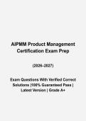 AIPMM Product Management Certification Exam Questions and Answers 2026-2027 &vert; Study Guide