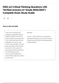 HESI A2 Critical Thinking Questions with Verified Answers A&plus; Grade 2026&sol;2027 &vert; Complete Exam Study Guide
