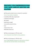 PROSTHETIC CPM COMPREHENSIVE EXAM&NewLine;STUDY GUIDE COMPLETE QUESTIONS AND&NewLine;SOLUTIONS