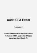CPA AUD Audit Exam Questions and Answers 2026-2027 &vert; Auditing and  Study Guide