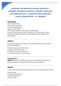 NURSING INFORMATICS EXAM 2026&sol;2027 &vert; GENERIC NURSING SCHOOL &vert; EXPERT VERIFIED &vert; 100 VERIFIED Q&A &vert; COMPLETE RATIONALES &vert; PASS GUARANTEED - A&plus; GRADED