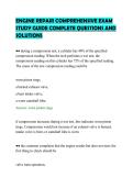 ENGINE REPAIR COMPREHENSIVE EXAM&NewLine;STUDY GUIDE COMPLETE QUESTIONS AND&NewLine;SOLUTIONS
