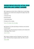 ENGINE REPAIR UPDATED ACTUAL EXAM&NewLine;QUESTIONS AND CORRECT ANSWERS&NewLine;