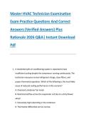 Master HVAC Technician Examination &NewLine;Exam Practice Questions And Correct &NewLine;Answers &lpar;Verified Answers&rpar; Plus &NewLine;Rationale 2026 Q&A&vert; Instant Download &NewLine;Pdf  