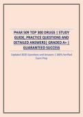 PHAR 509 TOP 300 DRUGS &vert; STUDY GUIDE&comma; PRACTICE QUESTIONS AND DETAILED ANSWERS