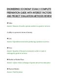ENGINEERING ECONOMY EXAM 2 COMPLETE&NewLine;PREPARATION GUIDE WITH INTEREST FACTORS&NewLine;AND PROJECT EVALUATION METHODS REVIEW