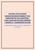 NATIONAL HEALTHCAREER ASSOCIATION &lpar;NHA&rpar; PHARMACY TECH EXAM PRACTICE TEST QUESTIONS &vert; STUDY GUIDE AND DETAILED ANSWERS