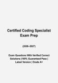 Certified Coding Specialist &lpar;CCS&rpar; Exam Questions and Answers 2026-2027 &vert; Medical Coding Study Guide