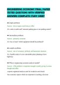 ENGINEERING ECONOMY FINAL PAPER&NewLine;TESTED QUESTIONS WITH VERIFIED&NewLine;ANSWERS COMPLETE STUDY SHEET&NewLine;