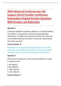 2026 Advanced Cardiovascular Life &NewLine;Support &lpar;ACLS&rpar; Provider Certification &NewLine;Examination Original Practice Questions &NewLine;With Answers and Rationales 