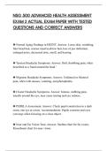 NSG 500 ADVANCED HEALTH ASSESSMENT&NewLine;EXAM 2 ACTUAL EXAM PAPER WITH TESTED&NewLine;QUESTIONS AND CORRECT ANSWERS