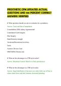 PROSTHETIC CPM UPDATED ACTUAL&NewLine;QUESTIONS AND 100 PERCENT CORRECT&NewLine;ANSWERS VERIFIED