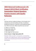 2026 Advanced Cardiovascular Life &NewLine;Support &lpar;ACLS&rpar; Mock Certification &NewLine;Examination Original Questions &NewLine;Practice Answers with Quality &NewLine;Rationales