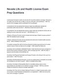 Nevada Life and Health License Exam Prep Questions Questions and Answers with Explanations &lpar;2026&sol;2027&rpar;&NewLine;