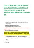 Lean Six Sigma Black Belt Certification &NewLine;Exam Practice Questions And Correct &NewLine;Answers &lpar;Verified Answers&rpar; Plus &NewLine;Rationale 2026 Q&A&vert; Instant Download &NewLine;Pdf