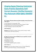 Virginia Epoxy Flooring Contractor Exam Practice Questions And Correct Answers &lpar;Verified Answers&rpar; Plus Rationale 2026 Q&A&vert; Instant Download Pdf